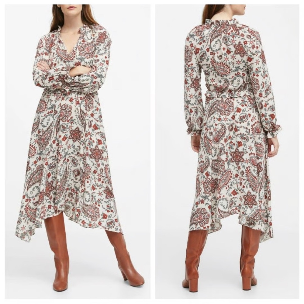 BANANA REPUBLIC Elegant Paisley Print Midi Dress